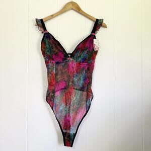 Parade Floral Sexy Sheer Bodysuit One Piece Lingerie Women’s XL